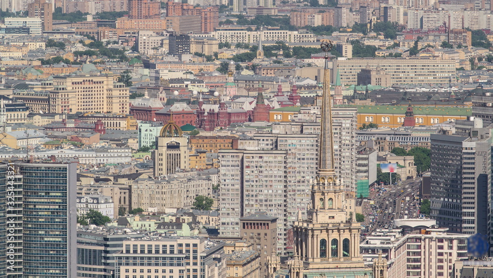 Obraz premium Panoramic view of the building from the roof of Moscow International Business Center timelapse, Russia