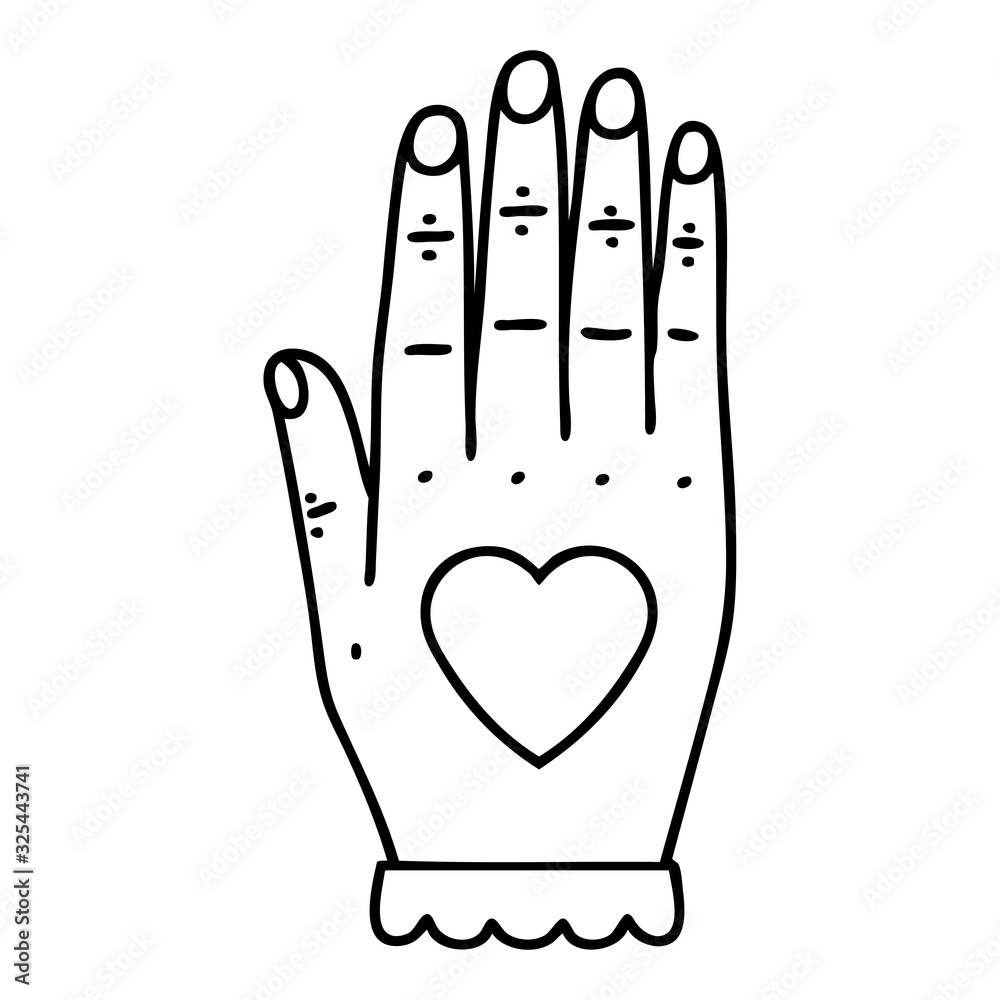 Obraz premium black line tattoo of a hand