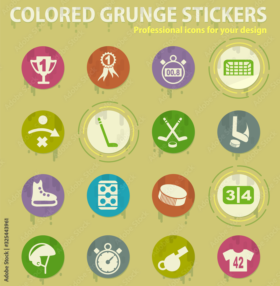 Fototapeta premium hockey colored grunge icons