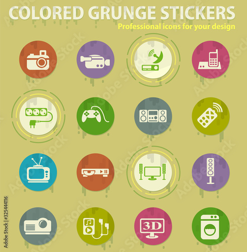 Home applicances colored grunge icons