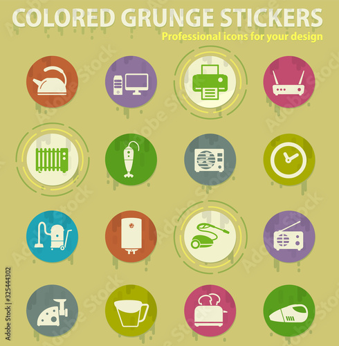 Home applicances colored grunge icons