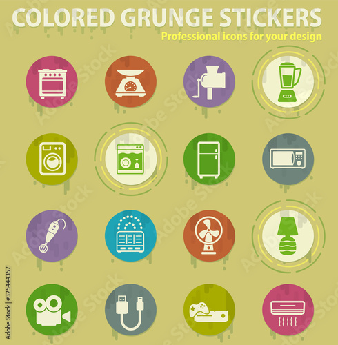 Home applicances colored grunge icons