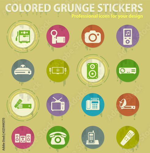 Home applicances colored grunge icons