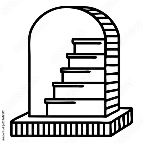 black line tattoo of a grave stone