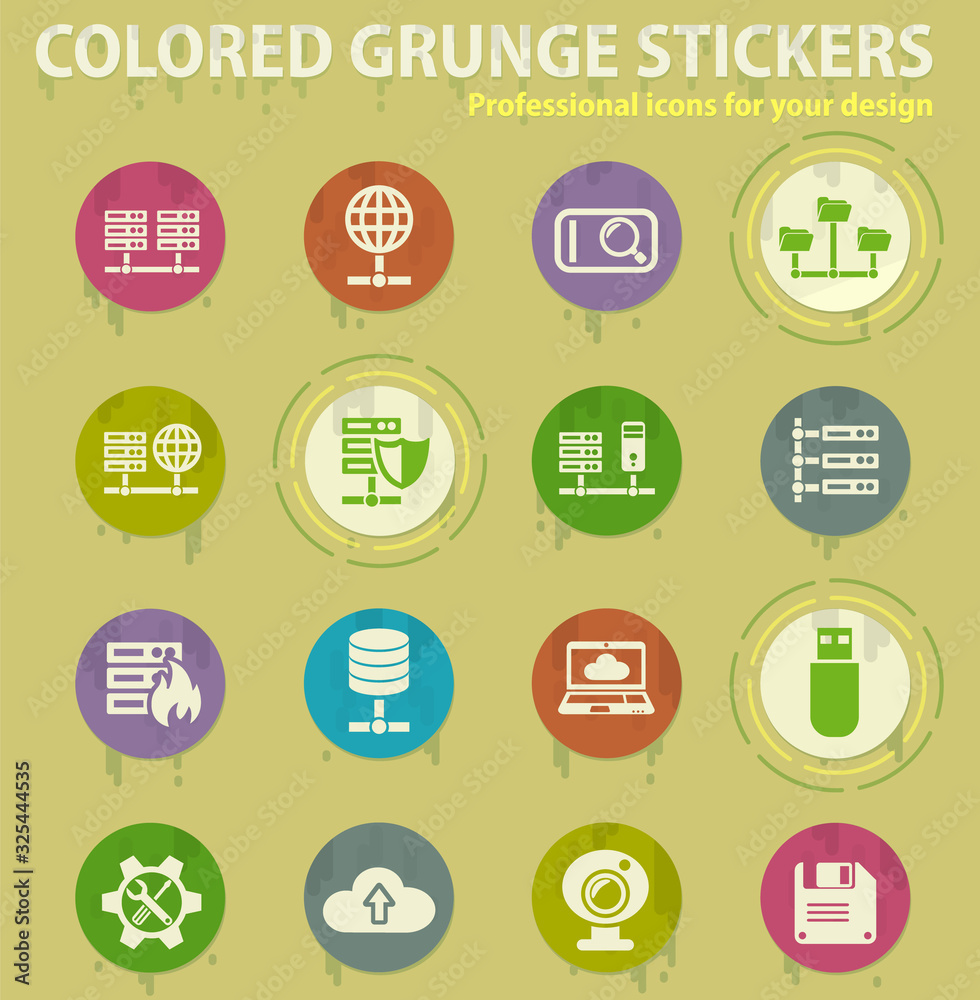 Hosting provider colored grunge icons