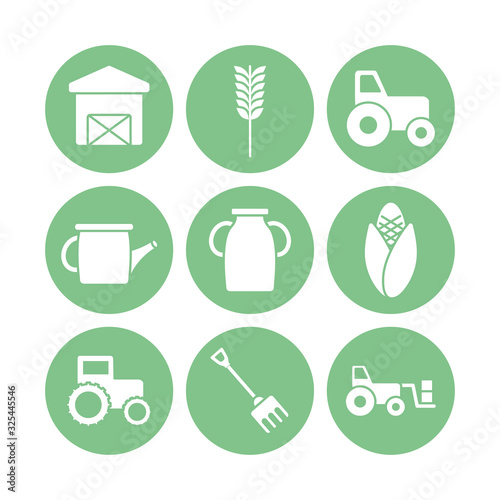 Isolated agronomy silhouette block style icon set vector design