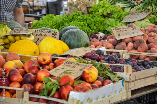 Fototapeta Naklejka Na Ścianę i Meble -  Different fruits and vegetables at a street market