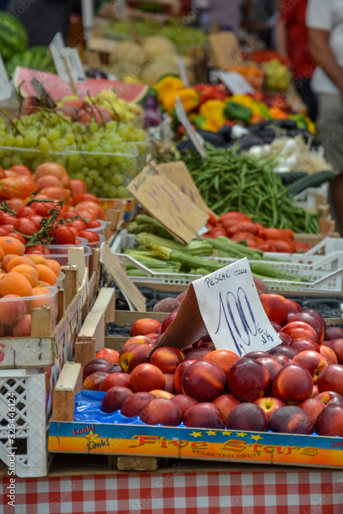 Different fruits and vegetables at a street market Different fruits and vegetables at a street market