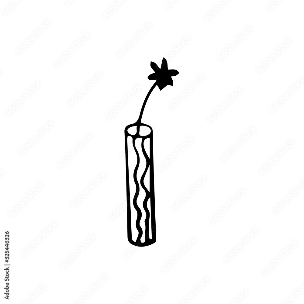 Hand drawn flower in a vase flat vector icon isolated on a white background. Hand drawn flower in a vase flat vector icon isolated on a white background.