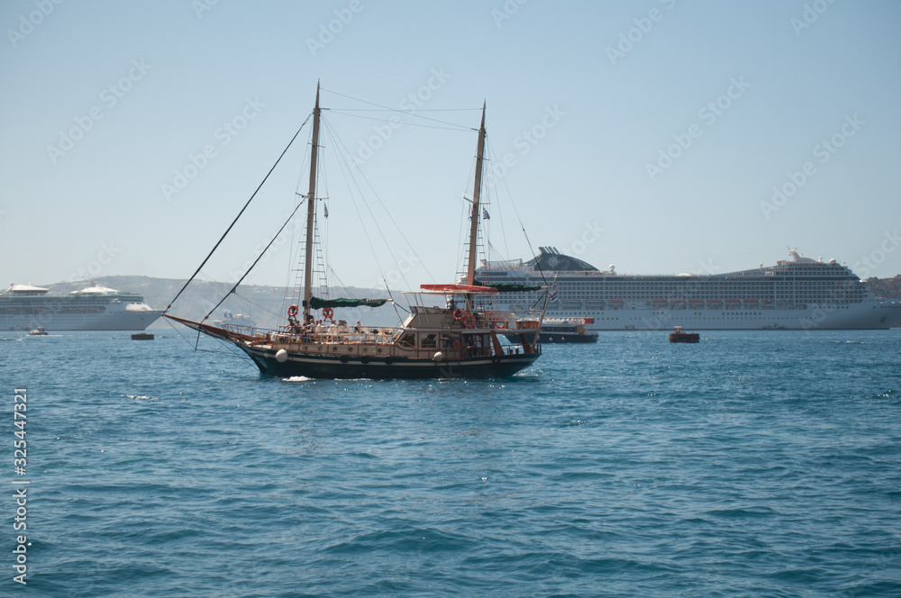 Boat on Santorini Beach