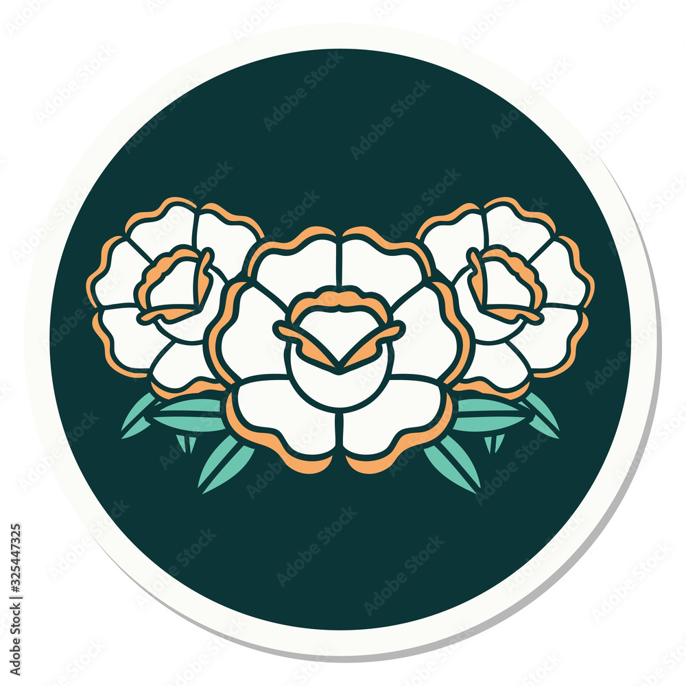 tattoo style sticker of a bouquet of flowers tattoo style sticker of a bouquet of flowers