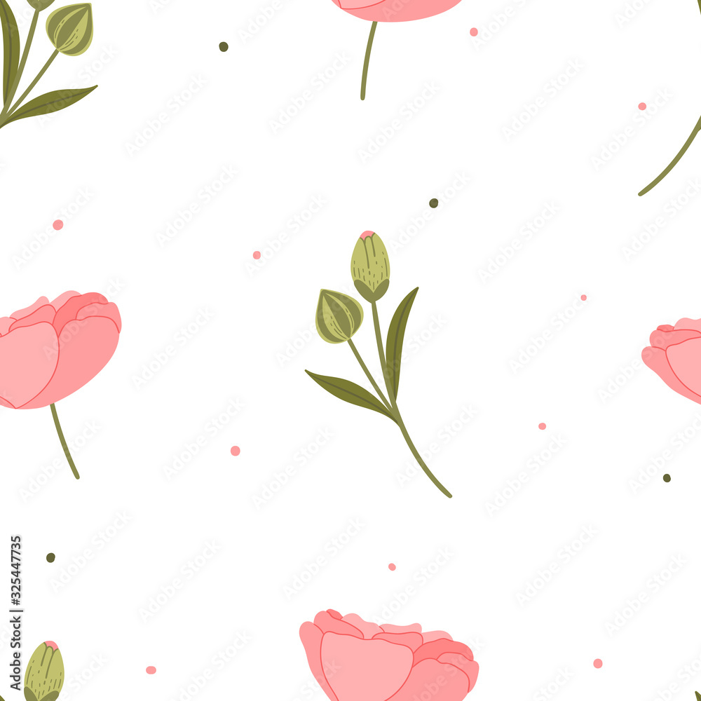 Hand drawn floral seamless pattern for print, textile, wallpaper. Hand drawn peonies background.