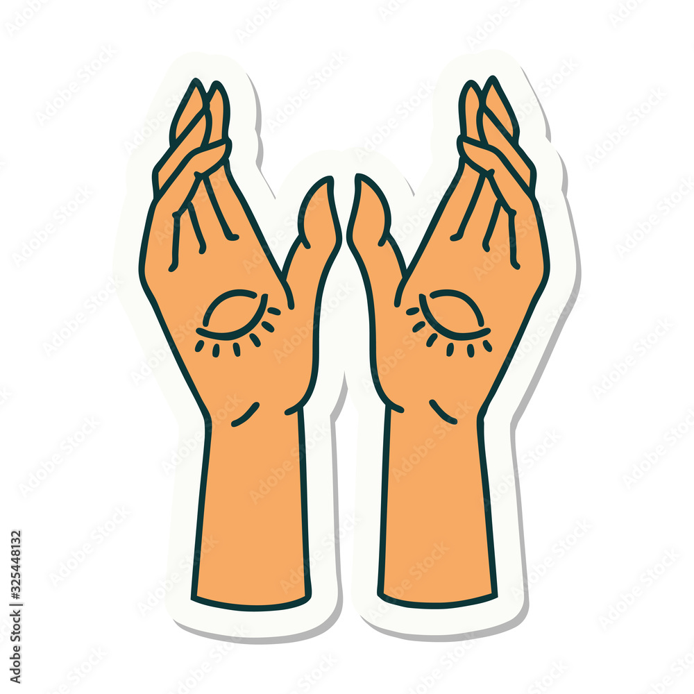 tattoo style sticker of mystic hands tattoo style sticker of mystic hands