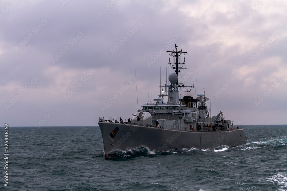 War Ship  during mission of protect and rescue in sea. 