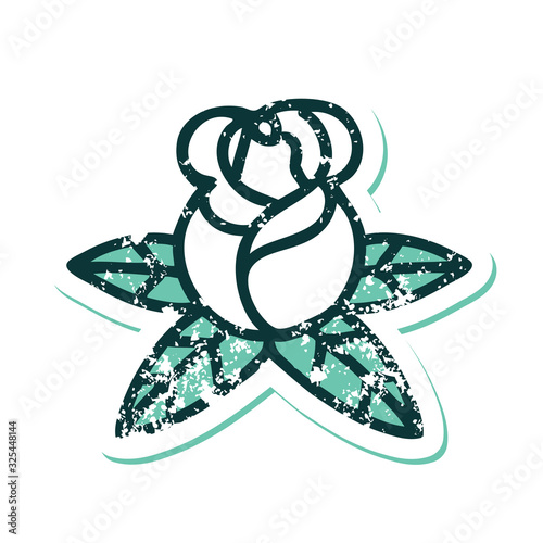 Fototapeta Naklejka Na Ścianę i Meble -  distressed sticker tattoo style icon of a single rose