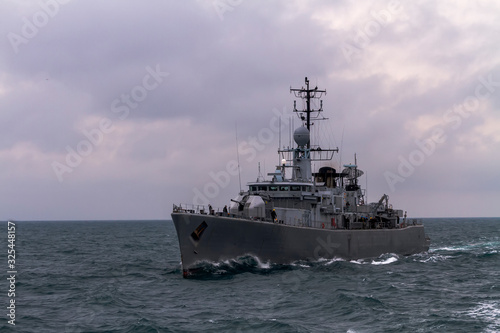 Photo War Ship  during mission of protect and rescue in sea.