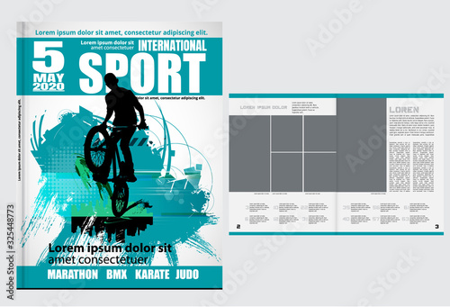 Printing magazine with sport subject in background, easy to editable vector
