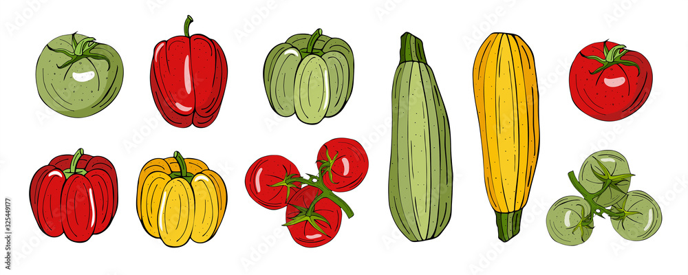 Vegetables set flat style Vegetables set flat style
