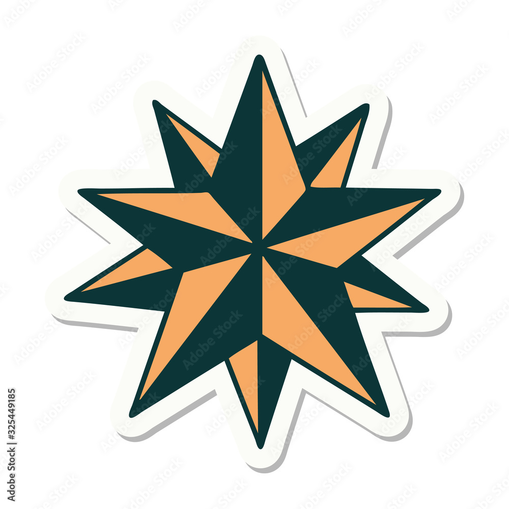 tattoo style sticker of a star tattoo style sticker of a star
