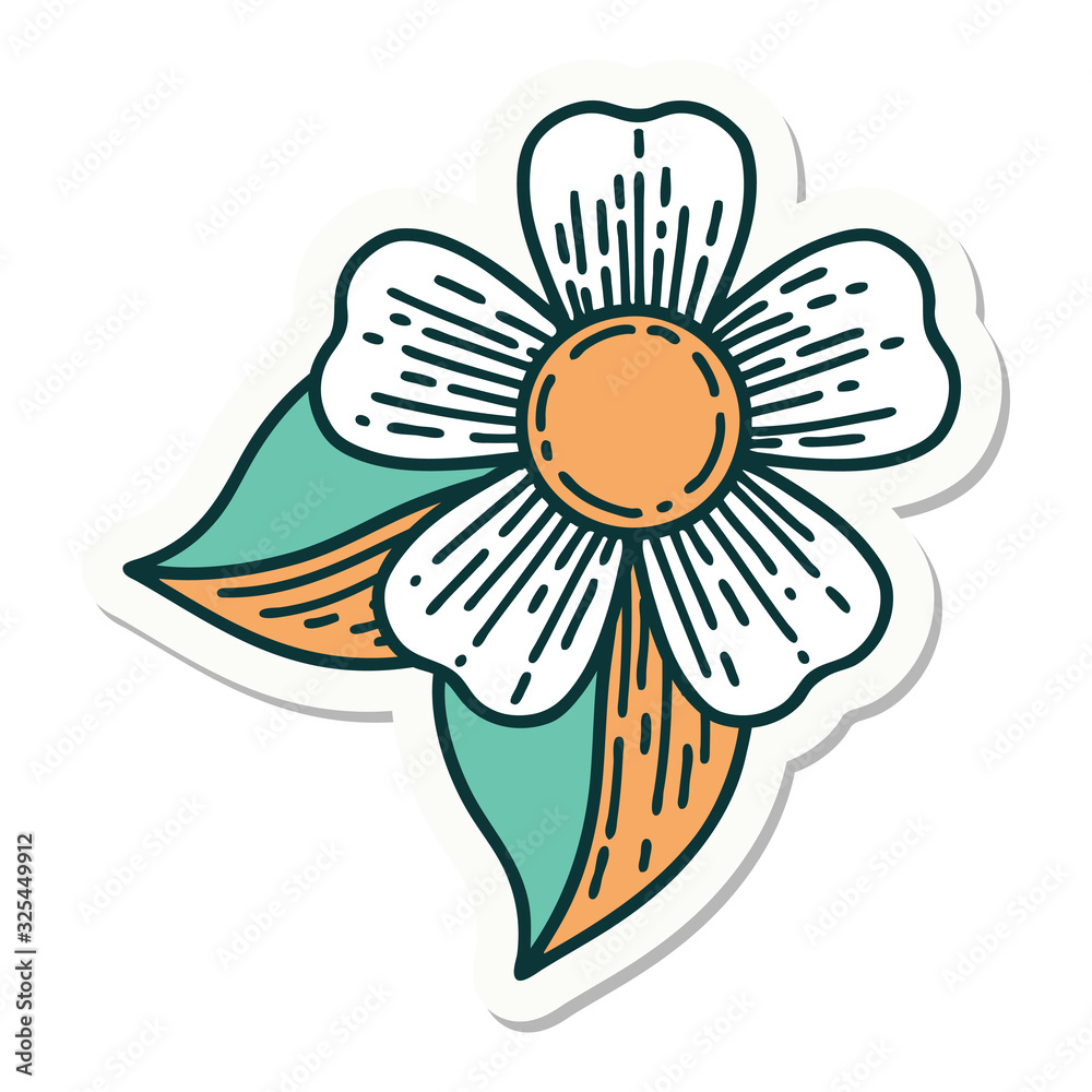 tattoo style sticker of a flower tattoo style sticker of a flower