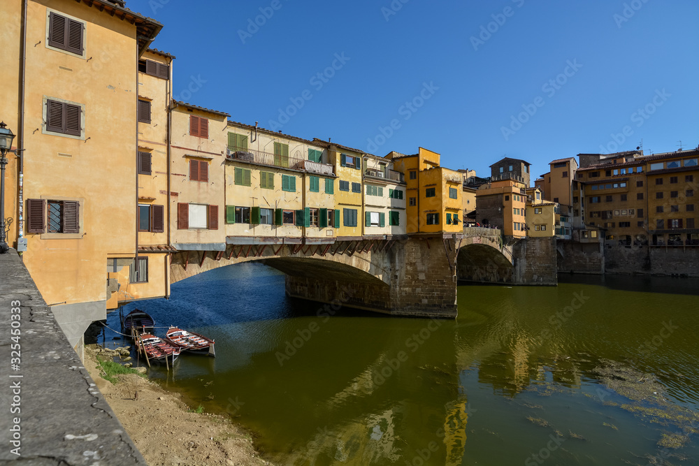 The famous bridge Ponte Vecchio in Florence from the side