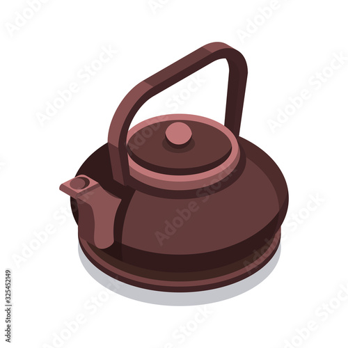 Kettle icon. Vector isometric picture.