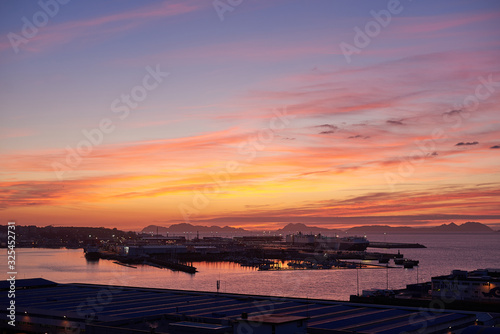 Sunset over the port of Vigo (Galicia, Spain)