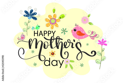 Happy mother's day.  Best mom ever.  Love mom decoration with flowers. Illustration mother's day