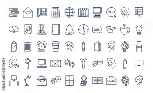 Isolated doodle line style icon set vector design