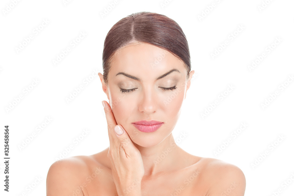 Beauty girl posing, beautiful woman with eyes closed Beauty girl posing, beautiful woman with eyes closed