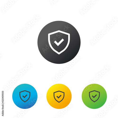 Wallpaper Mural Shield icon in different colores. Shield with a checkmark in the middle Protection icon concept. Stock vector illustration isolated on white background. Torontodigital.ca