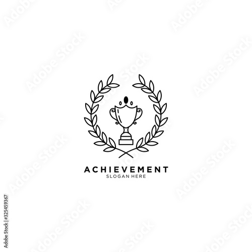 outline award champion cup logo for award and achievement of competition logo design template