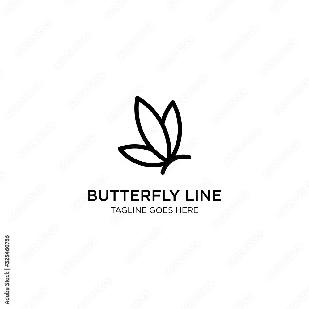 Butterfly line or outline or monoline logo for cosmetics brand and salon logo template