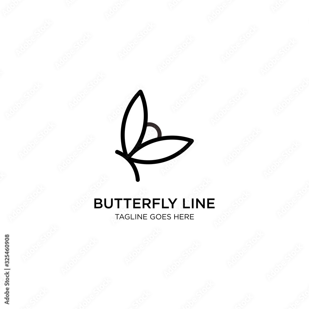 Butterfly line or outline or monoline logo for cosmetics brand and salon logo template Butterfly line or outline or monoline logo for cosmetics brand and salon logo template