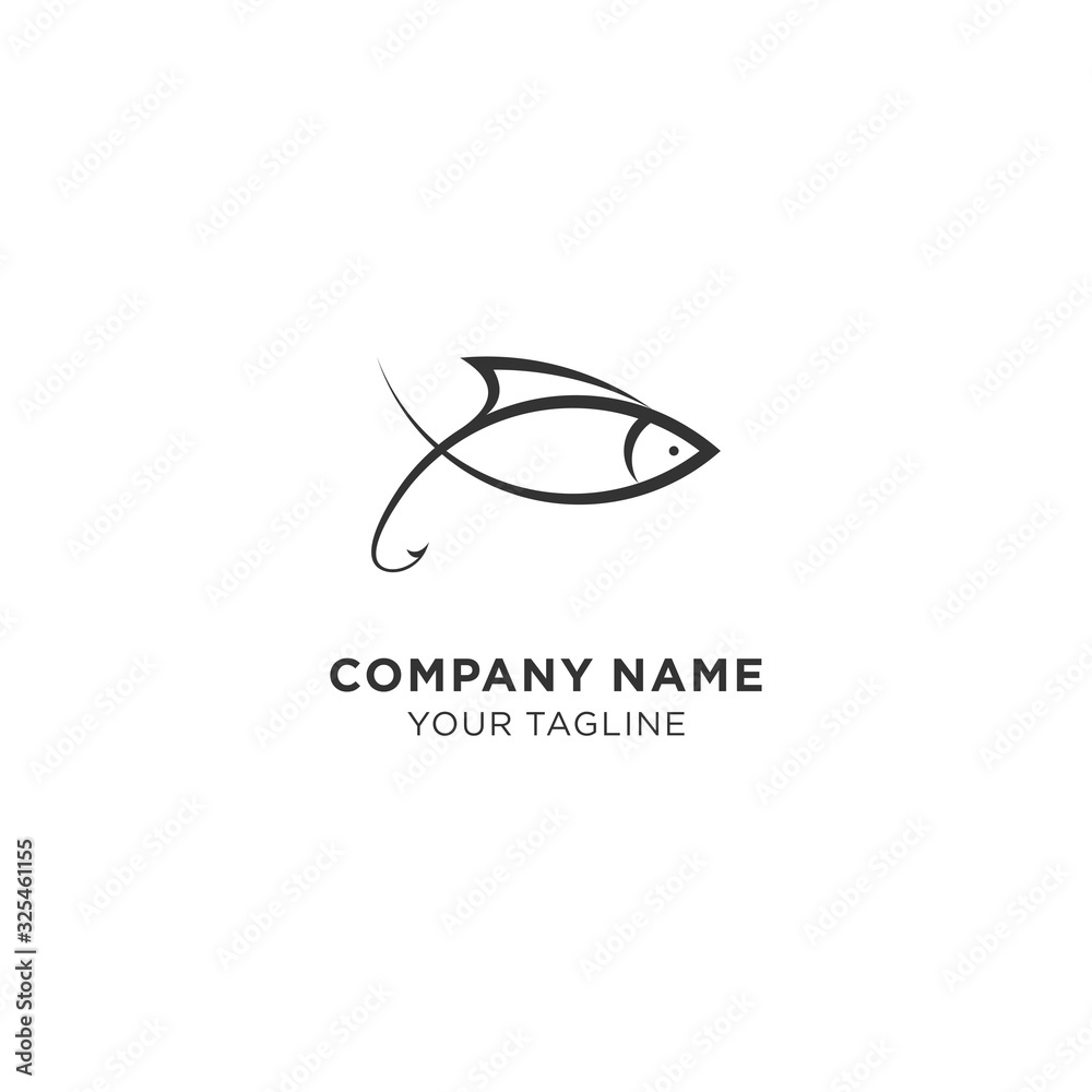 Fish logo with linear / outline style for food or restaurant company logo template Fish logo with linear / outline style for food or restaurant company logo template