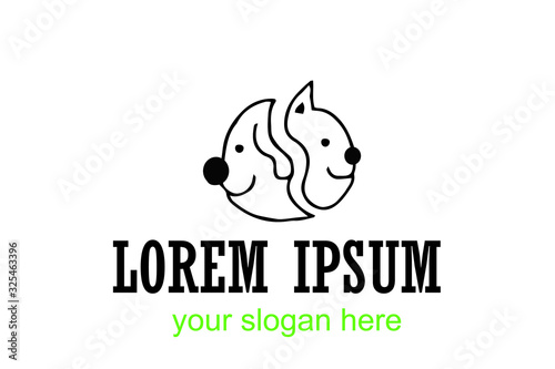 innovative and creative, minimalist animal logo. can use animal clinics, petshop and veterinarian. black and white simple stylish logo.