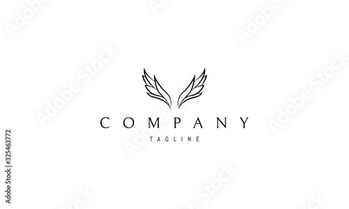 Vector logo on which an abstract image of wings that also look like hop leaves.