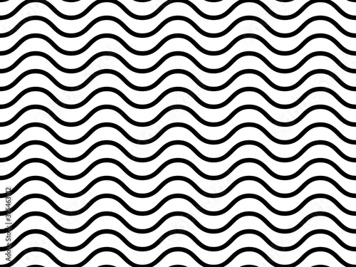 Black seamless wavy line. Black and white lines. 