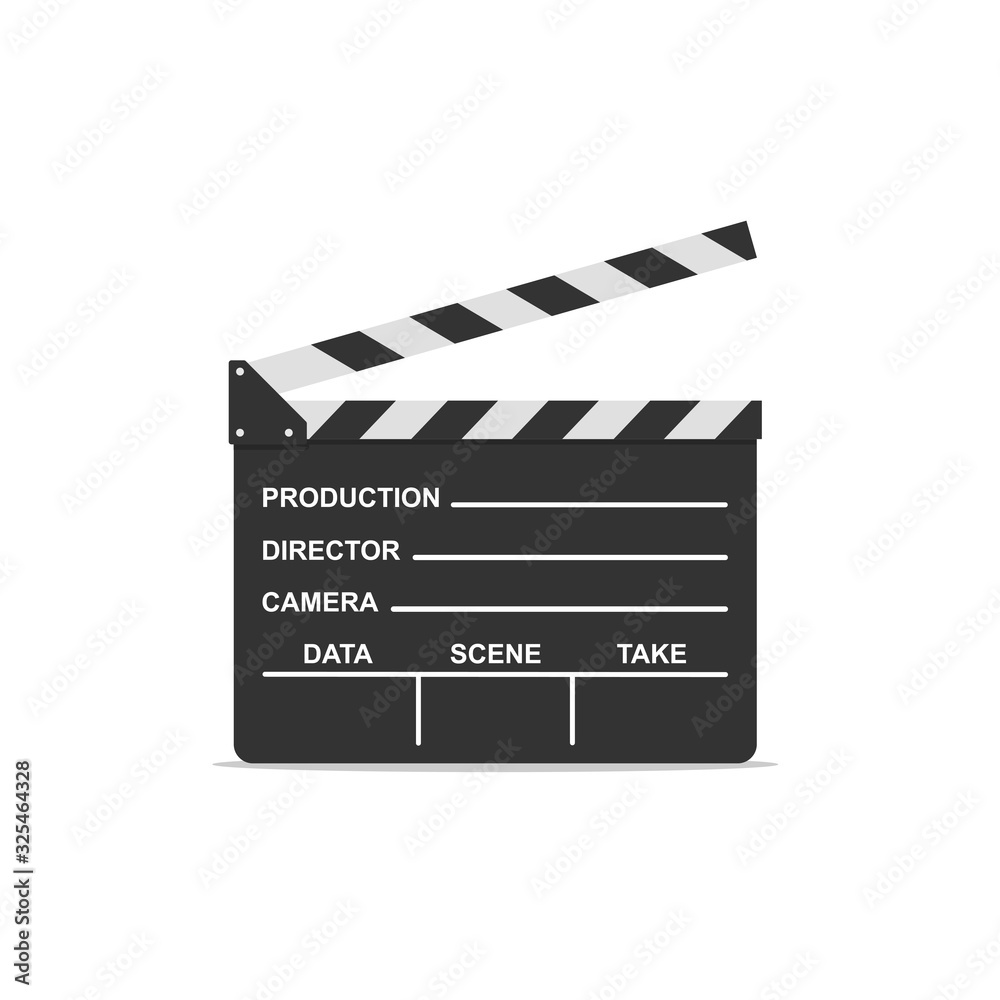 Movie clapper isolated on white background.