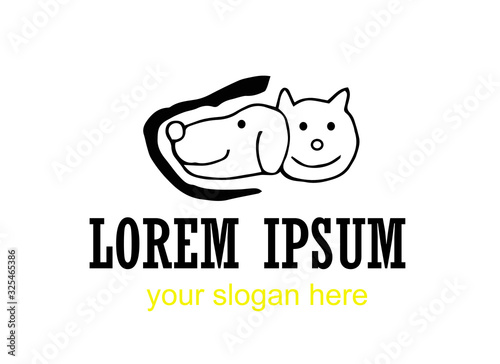 innovative and creative, minimalist animal logo. can use animal clinics, petshop and veterinarian. black and white simple stylish logo.