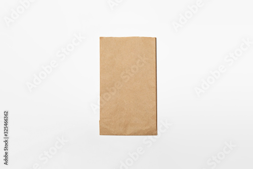 Brown Paper Bag Mockup isolated on a white background.High resolution photo.