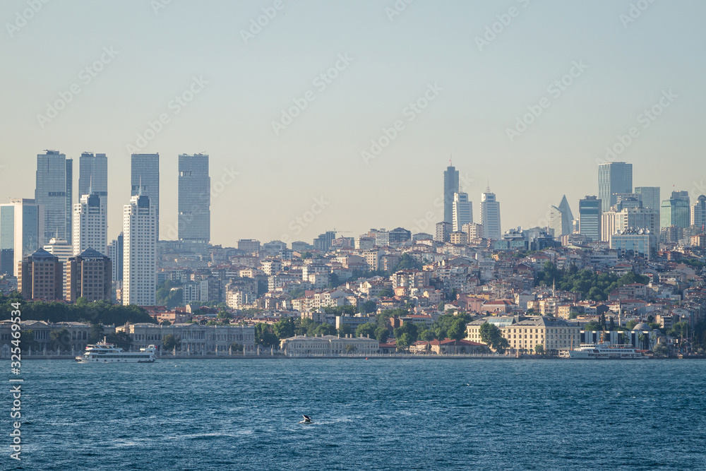 Istanbul, Turkey. Business center and skyscrapers on the background of the old city