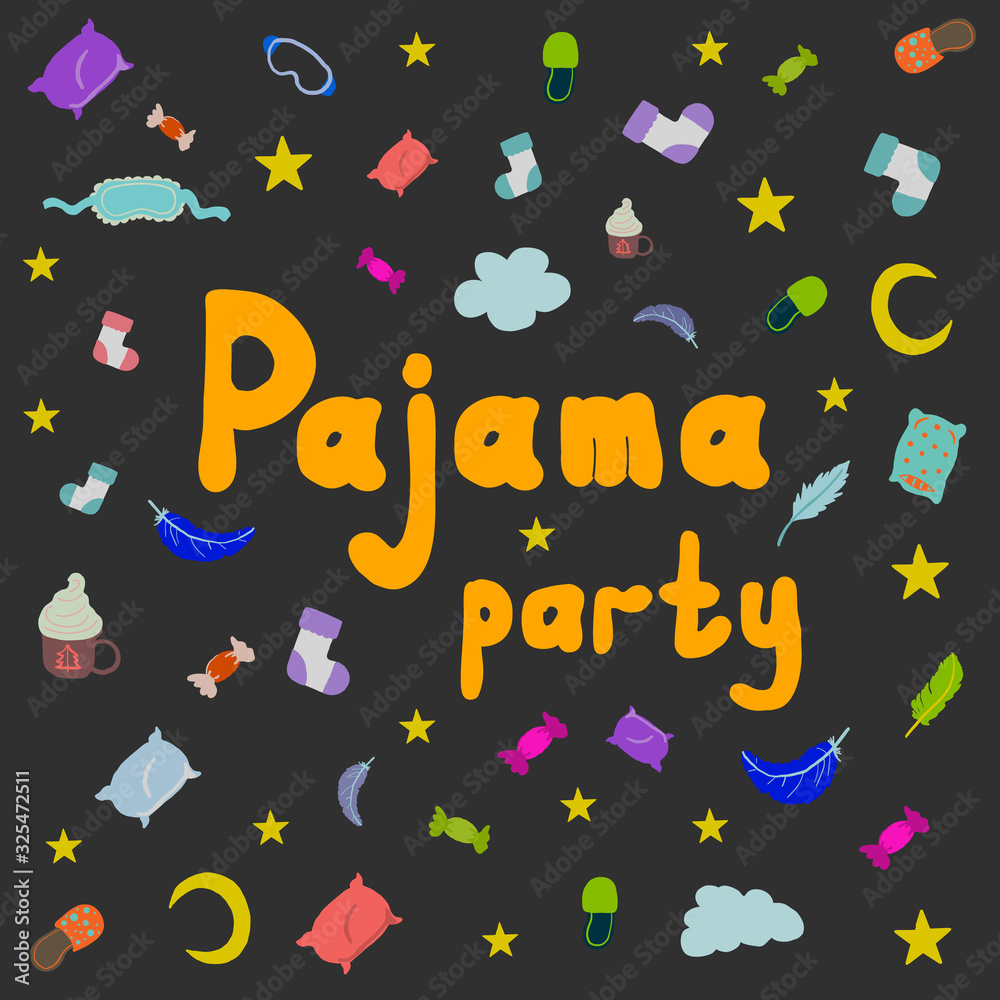 Pajama party text with pattern for pajama party