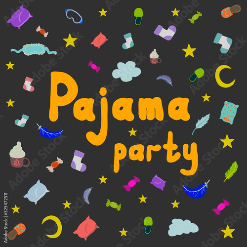 Pajama party text with pattern for pajama party