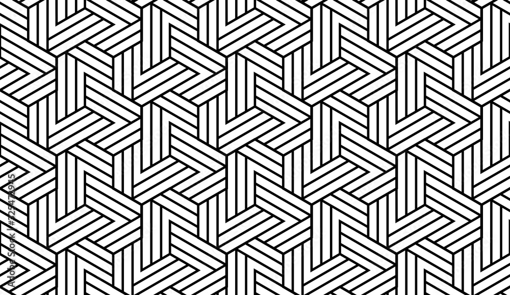 Abstract geometric pattern with stripes, lines. Seamless vector background. White and black ornament. Simple lattice graphic design