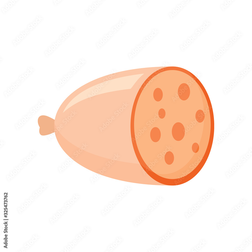 Sausage flat icon. Vector Sausage in flat style isolated on white background. Element for web, game and food meat advertising Sausage flat icon. Vector Sausage in flat style isolated on white background. Element for web, game and food meat advertising