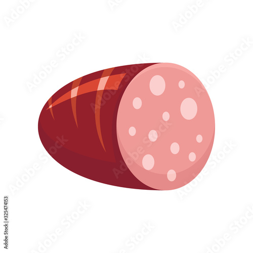 Pork sausage flat icon. Vector Pork sausage in flat style isolated on white background. Element for web, game and food meat advertising