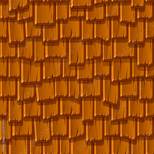 Seamless pattern of brown wooden old roof.
