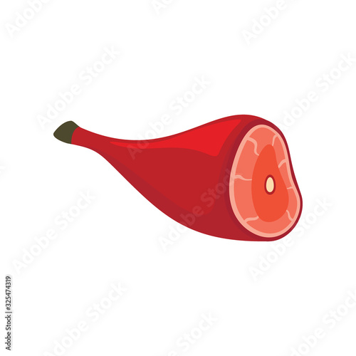 Pork ham flat icon. Vector Pork ham in flat style isolated on white background. Element for web, game and food meat advertising