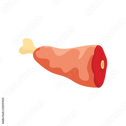 Ham on bone flat icon. Vector Ham on bone in flat style isolated on white background. Element for web, game and food meat advertising